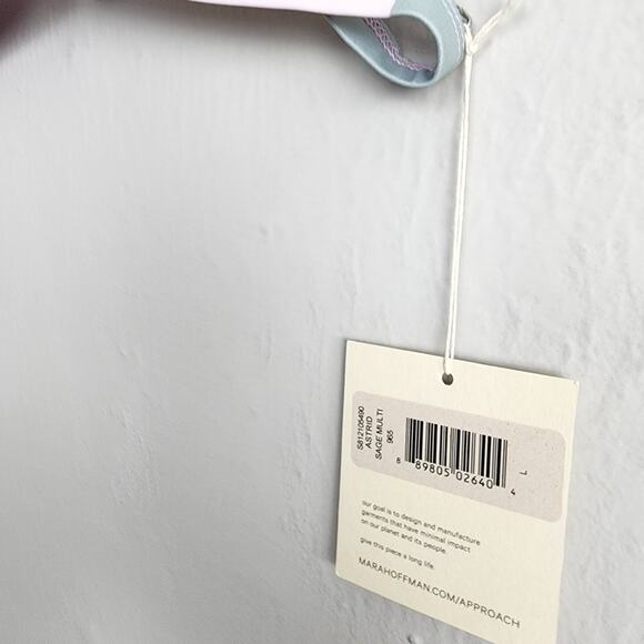 NEW Mara Hoffman Astrid Juniper Pastel Sage Multi Color Stripe Triangle Swim Top - Picture 9 of 13